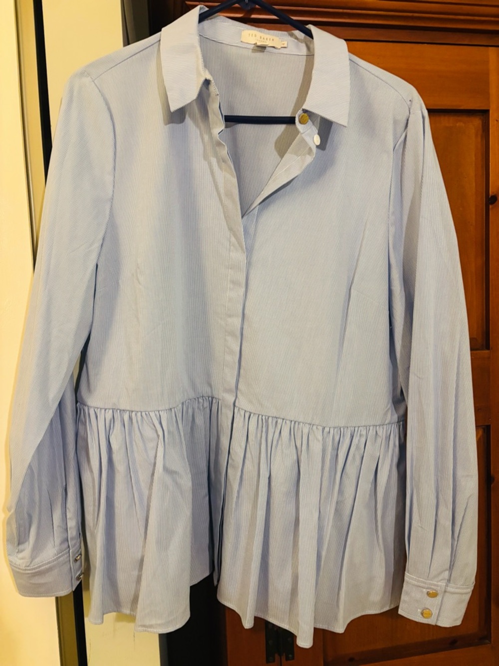 Ted Baker Blue and White Striped Collared Shirt